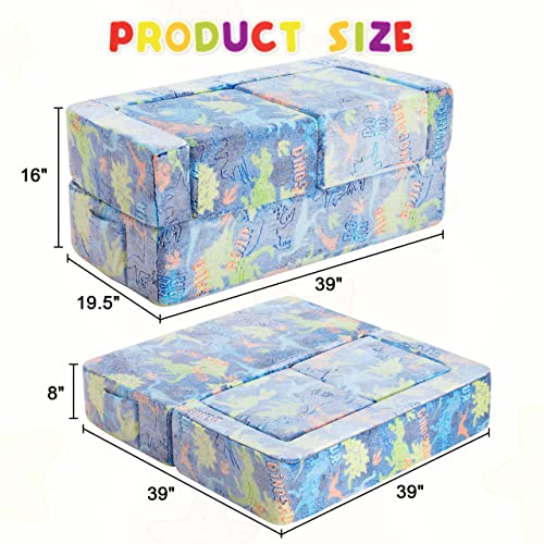 Lazyzizi Kids Couch, Multi-Functional Nugget Toddler Couch For Children, Modular Kids Sofa Futon With Washable And Durable Cover, Folding Foam Kids Furniture Sofa Bed In Living Room, Playroom, Bedroom #TOP1