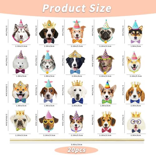 WATUNID 28Pcs Hund Cupcake Toppers, Hund Gesicht Kuchen, Hunde Geburtstag Muffin Deko, Niedliche Welpen Cupcake Deko für Haustier Thema Hundegeburtstag Party-Zubehör Baby-Dusche (20 Styles)