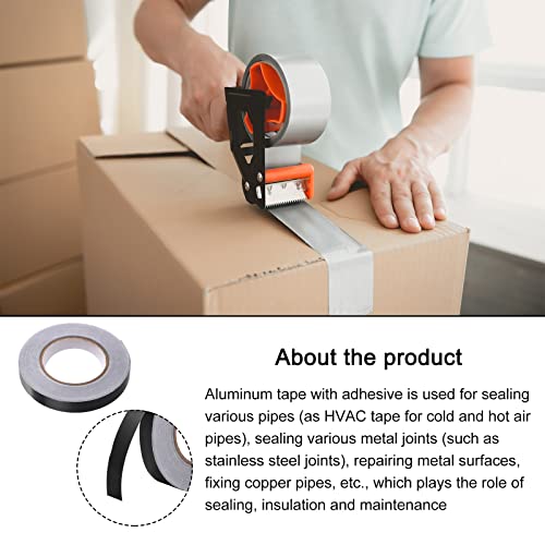 Image of Aluminum Foil Tape Adhesive Metal Tape, [for Sealing Patching Hot Cold HVAC, Duct, Pipe Insulation] - 3 /8 inch /164ft /2.8 Mil /Black
