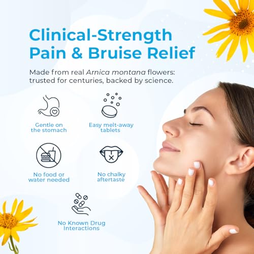 Image of VitaMedica Arnica Montana 30X Homeopathic Tablets for Bruising Pain and Swelling | Plant Based Formula | Recommended by Plastic Surgeons | Natural Recovery Surgery Or Injury | 2 Pack | 100 Servings