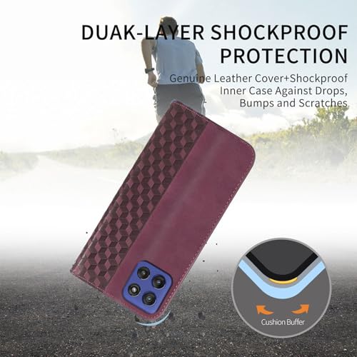Image of Wallet Case for Motorola Moto G 5G 2025 6.6 inch - PU Leather Flip Cover with Card Holder Slots, Strong Magnetic Folio Kickstand Phone Case, Wine Red