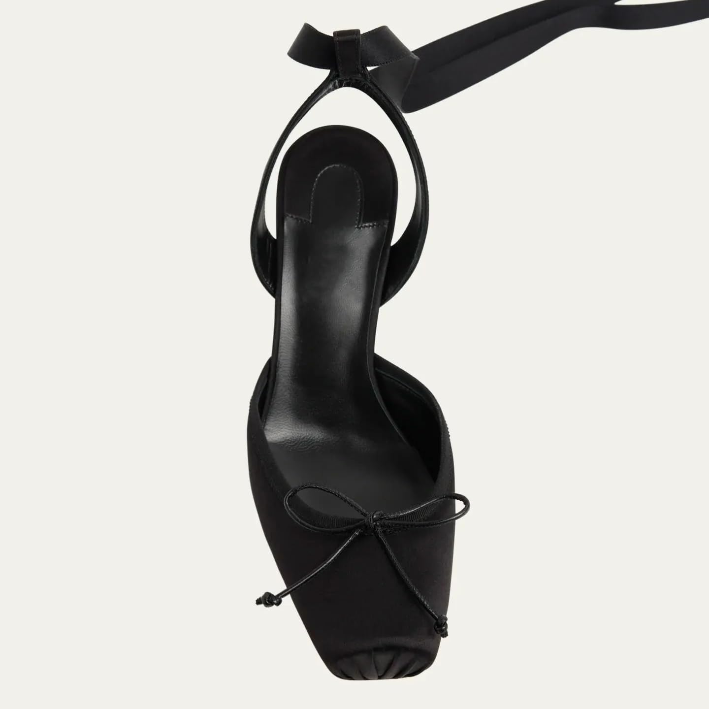 Lace Up Ballet Pumps for Women Kitten Heels Square Closed Toe Pumps Bow Ballerina Slingback Satin Cute Dressy Party Casual - Image 4