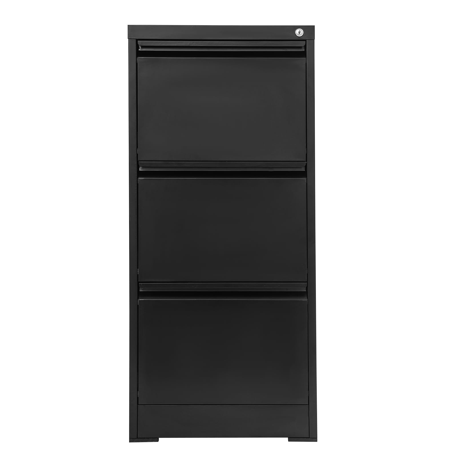 Armadietto con serratura a chiave, in metallo con 3 cassetti, per ufficio domestico, 46 x 62 x 103 cm (nero)