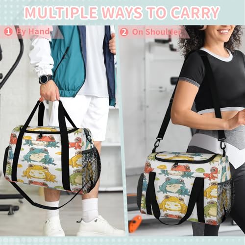 Colorful Cute Frogs Travel Duffle Bag - Waterproof weekend luggage bag, men's sports and fitness bag, delivery hospital storage bag, overnight luggage bag with pull rod cover3