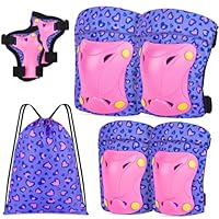 Ginocchiere Per Bambini, 6 In 1, Per Ragazzi E Ragazze, Set Di Protezioni Per Il Polso Per Bambini Di 3 – 8 Anni, Per Pattinaggio, Ciclismo E Skateboard (rosa Bianco