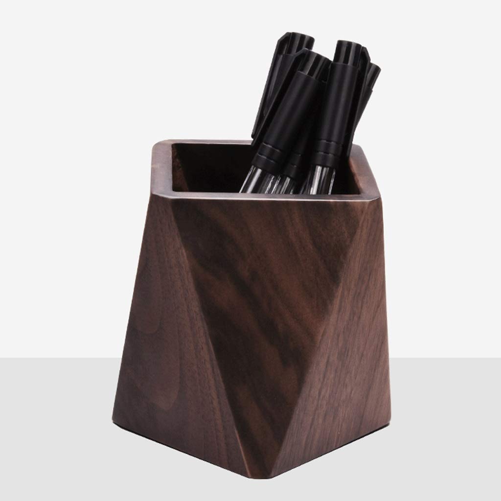 Portapenne Portapenne da scrivania in Legno, Scatola Porta pennelli per Trucco a Matita, Portapenne di Grande capacità a Forma di Diamante (Rombo in Noce Nera)