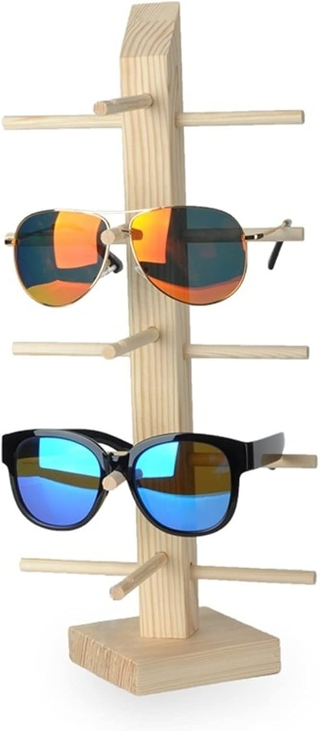 Sun Glasses Eyeglasses Wood Display Stands Shelf Glasses Display Show Stand Holder Rack 6 Sizes Sunglasses Display Stand (Color : 4 Layer) (6 Layer)
