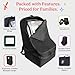 J.L. Childress Padded Backpack Car Seat Bag - Travel Bag for Airplane, Fits Most Baby & Infant Car Seats, Boosters, & Carriers, Airport Accessories for Gate Check or Baggage Check - Ultimate, Black