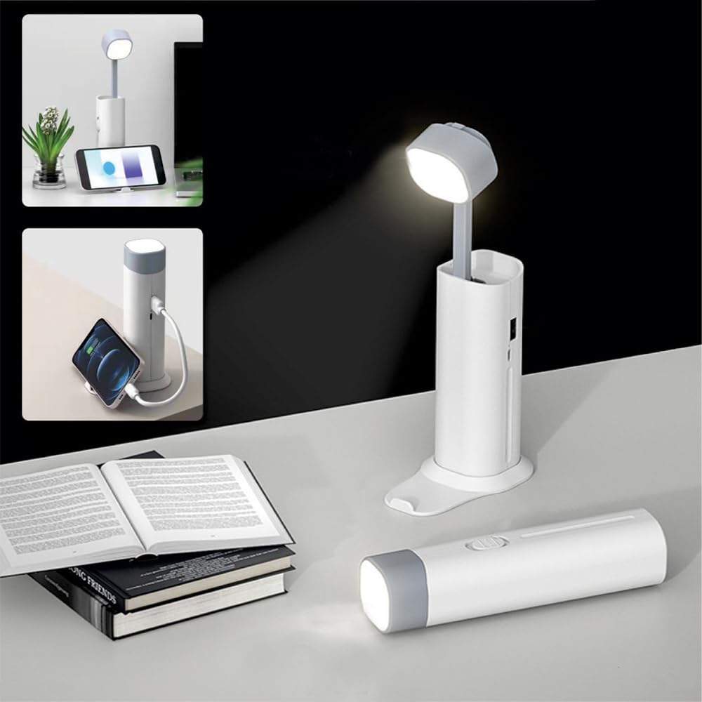 REMAXX 4 in 1 Portable LED Table Lamp, Flashlght, Phone Holder with Emergency Power Bank | Night Lamp Torch Light | 3 Brightness Levels | Adjustable Height & Angle | Travel Accessory (White) (B0BQRQW966) Amazon Price History, Amazon Price Tracker