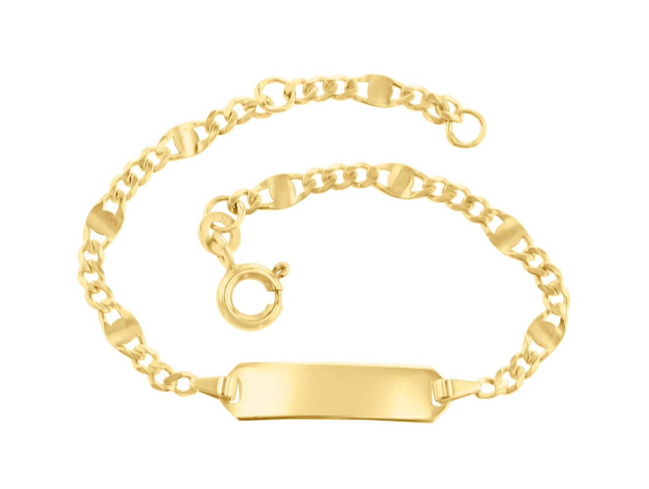 JC Schmuck 585 Gold Baby ID-Armband Kinder Goldarmband 14 cm mit Panzersteg I Armband mit Gravur I Gold Namensarmband I Babyarmband mit Namen I Kinderschmuck made in Germany I 5.53665