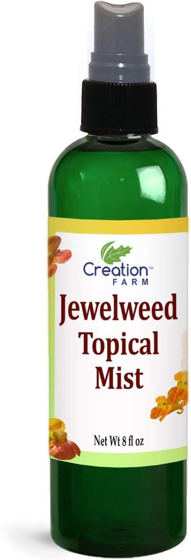 Creation Pharm Jewelweed Spray - Itchy Skin Relief Remedy for Poison Ivy Oak Large 8 OZ Size Use for Skin Allergy,Rash - All Natural Botanical Base of Plant Extracts