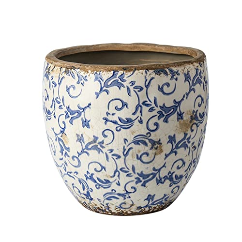Maceta de cerámica para macetas, maceta china vintage, esmalte de cerámica azul y blanco, maceta clásica decorativa para el hogar, maceta reutilizable para jardín, maceta moderna y simple (2)