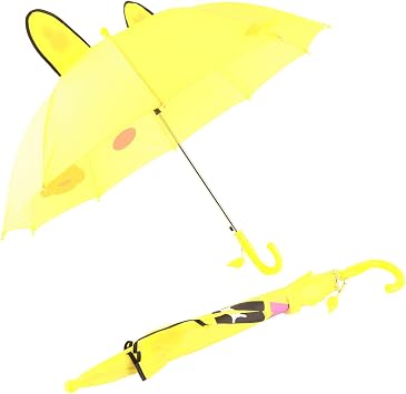 Kid Umbrella, Lovely Cartoon Animal Umbrella, Cute Appearance Curved Handle Girls Umbrella, Kids Folding Umbrella, Compact Durable Umbrella for Toddlers, Girls and Boys(Yellow)