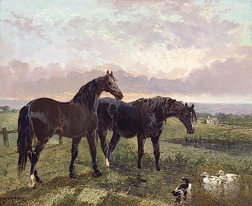 Murales decorativos en lienzo con pintura de caballos de John Frederick Herring Senior, 60x90cm
