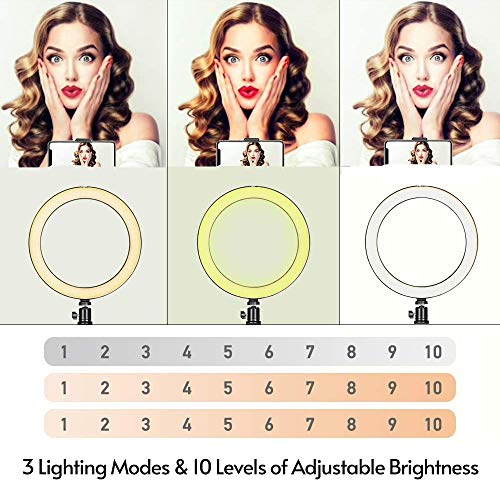 Sunbaca Anel de Luz LED, USB, 3 Modos de Iluminação, com Suporte + Controle Remoto Sem Fio