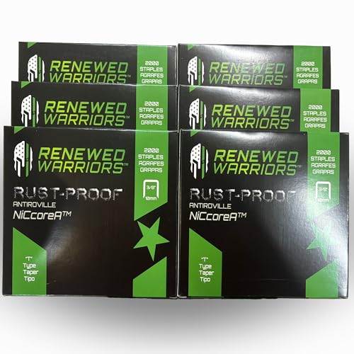 NiCcoreA Rustproof Staples T50 (3/8" Leg; 3/8" Crown) Outperforms Stainless Steel Staples 1/2 Marine; T/50 Type T-50 Staple - Compare to Monel (SIX 2000 Packs or 12000)