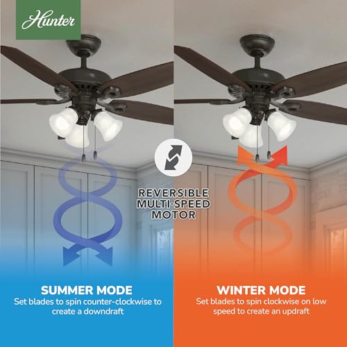 Image of Hunter Builder Plus, Indoor, Ceiling Fan, Pull Chain, 52 inch, New Bronze