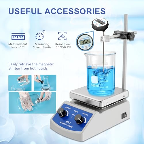image for BAITUSS Magnetic Stirrer Hot Plate w/Thermometer, Magnetic Stir Plate 
