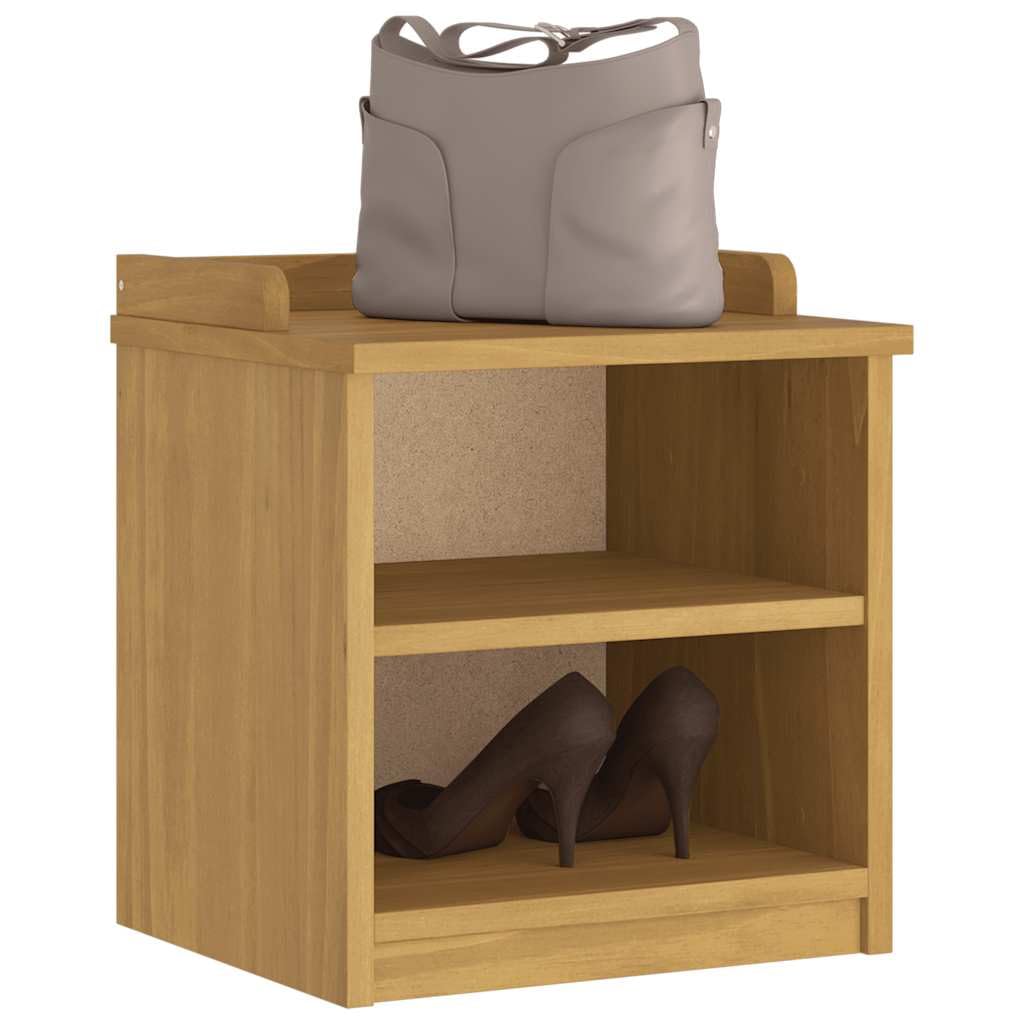 Panchina da corridoio Sandnes, in legno massiccio, 45 x 40 x 50 cm, effetto noce, con spazio per panca e ingresso, robusta panca in pino con seduta e conservazione