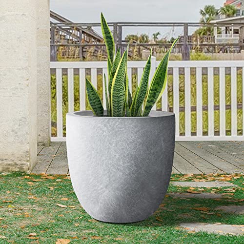 Kante Rc0050B-C60611 Lightweight Concrete Modern Outdoor Round Planter, 14" X 14" X 12", Slate Gray #TOP5