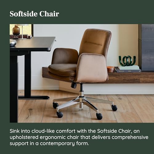 Image of Branch Softside Mid Century Modern Office Chair | Removable Arms with Luxury Cloud-Like Comfort, Adjustable Height, Integrated Lumbar Support, Velvet Fabric, Indigo