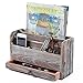 MyGift Torched Wood Desktop Office Supplies Organizer, Mail Sorter and Document Holder Rack, Brown