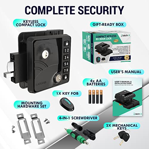 Latch.it Rv Door Lock Keyless Entry | Mini Rv Keyless Entry Door Lock | All Metal Locks For Rv Doors | Keyless Rv Door Lock | Fits Door W/ 2.75" X 3.75" Door Lock Hole & Full-Size Windows #TOP4