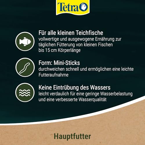 Tetra Pond Sticks Mini - Fischfutter für kleine Teichfische bis 15 cm, unterstützt gesunde Fische und klares Wasser im Teich, 1 L Dose