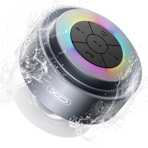Bluetooth Shower Speaker,XO Portable Shower Speakers IP67 Waterproof with Suction Cup,Built-in Mic...