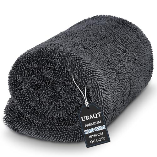 URAQT Chiffon Microfibre 1200 GSM, 60x40cm Ultra Absorbant, sans Trace & Réutilisable - pour Voiture, Maison, Cuisine, Salle de Bain, Moto & Bateaux