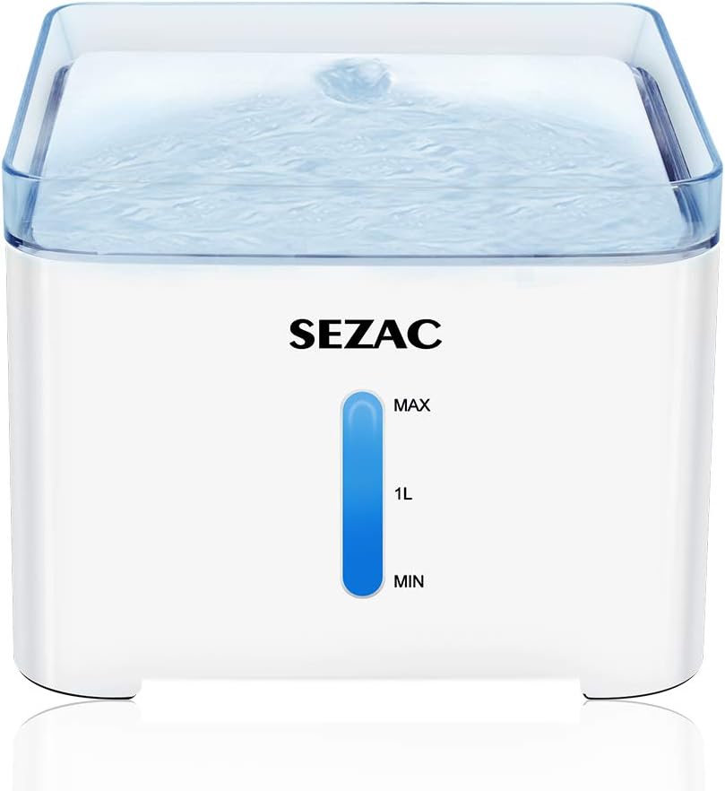 Cat Water Dispenser, 2L Automatic Dog Water Dispenser with 2 Replaceable Filters & 4 Pre-Filter Foam Cotton