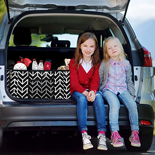Trunk Organizer, Foldable Car Storage Bag Portable Insulation Cooler Bag Collapsible Vehicle Organizer Divider Storage Totes with 3 Compartment Cargo Tote for Groceries Caddy SUV, Black