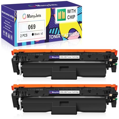 ManyJets 069 Compatible Toner Cartridge Replacement for Canon 069 069H Black Work with Canon imageCLASS LBP674Cdw LBP674Cx MF752Cdw MF753Cdw MF756Cx LBP673Cdw Printer (Black, 2-Pack)