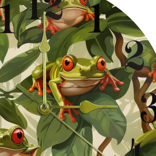 Horloge quartz grenouilles sur feuilles vertes silencieuse - 7