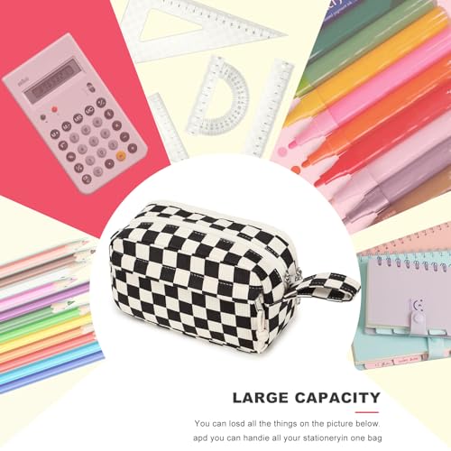 Image of Bluboon Big Capacity Pencil Case Pouch Pen Case School Supplies - Cute Pencil Box Bag for Teen Girls Boys Women Man (Black White Checked)