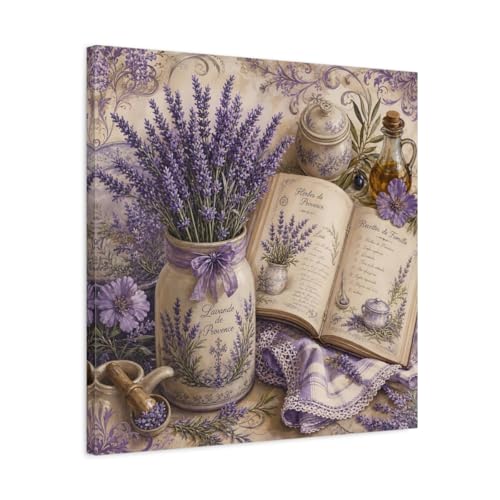 Tableau lavande violette 24x24 inch pour décoration de cuisine moderne et coin repas champêtre