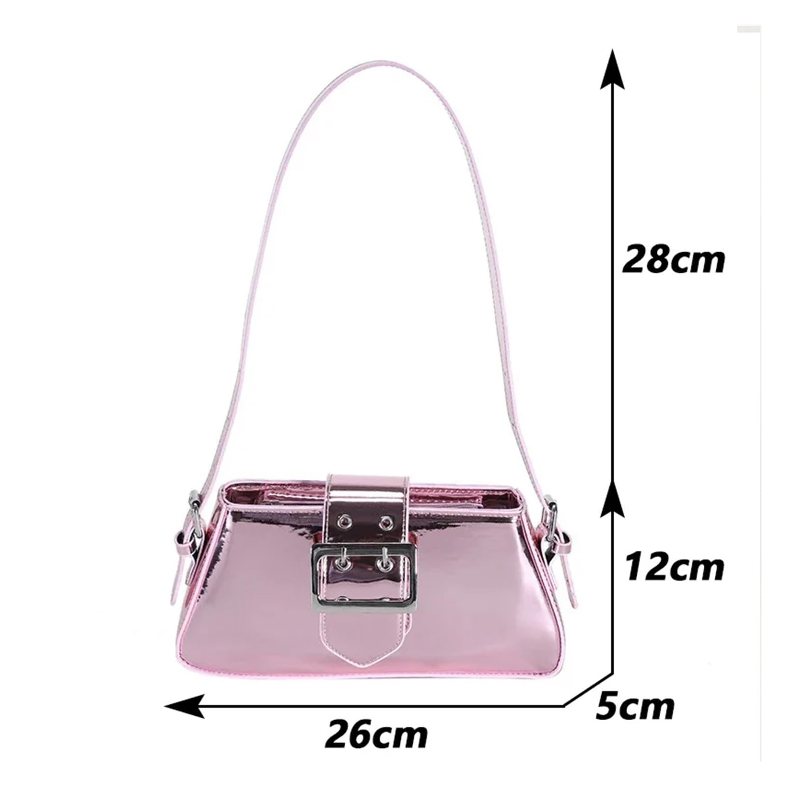 Bolso Bandolera Mujer Bolsos de mujer, diseño de bolso de hombro, bolso de piel brillante, bolso de fiesta, bolso de charol plateado