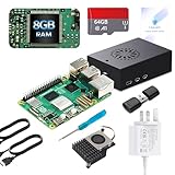 TRASKIT Starter Kit for Raspberry Pi 5 8GB RAM, 64GB SD Card pre-Loaded with 64-bit Pi OS