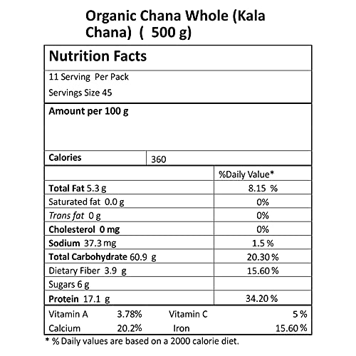 Image of Just Organik Chana Whole (Kala Chana) 500gm, 100% Organic