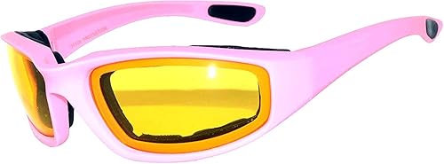 OWL Gafas de motocicleta para mujer, con espuma acolchada, marco rosa, gafas de ciclismo UV400 de policarbonato para mujer