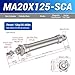 MA Mini Pneumatic Cylinder, 20mm Bore 125mm Stroke 1/8 Port, Dual Action Single Rod Air Cylinder, Stainless Steel Body for Industrial Automation