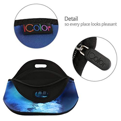 Icolor Unicorn Universal Neoprene Sleeve Lunch Bag Insulated Warm/Cold Lunchbox Cooler Pouch Shopper Tote Baby Portable Waterproof Cover Kids Handbag Food Carrying Case Protector Handle School Work #TOP3