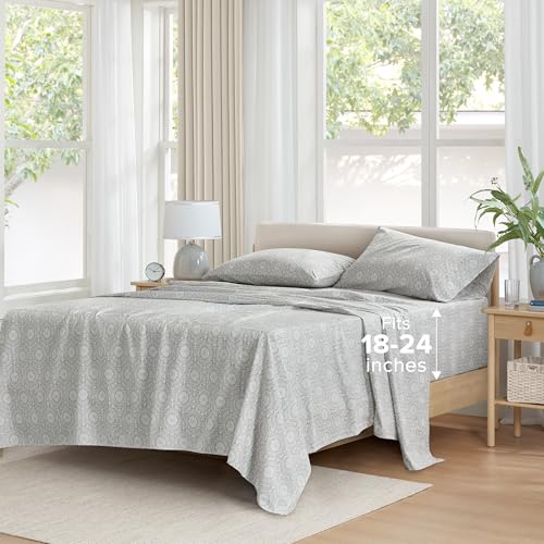 Image of Comfort Spaces 100% Cotton Percale Sheets King Extra Deep Pocket 4 Piece