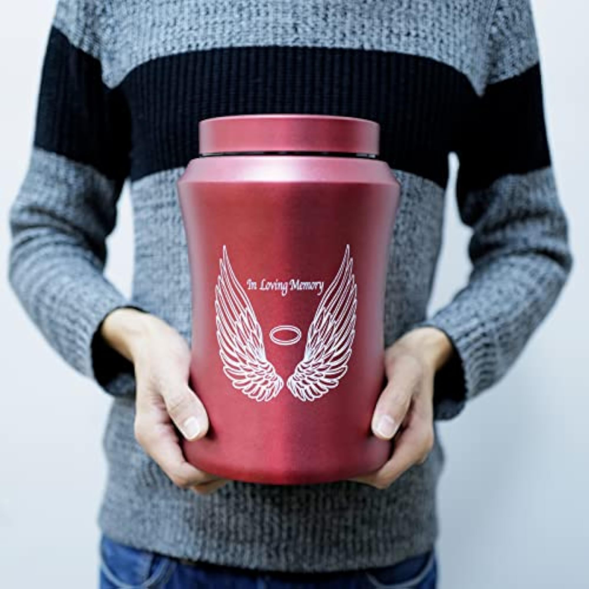 Large Red Cremation Urn for Human Ashes