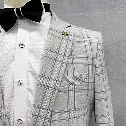 Jaqueta de smoking masculina, terno de um botão, xadrez frente aberta casaco esportivo de negócios p