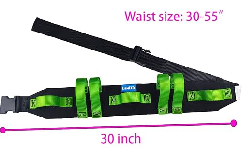 LAMBOX Gait Belt Transfer Walking Belt with Multi Handles- Walking Assist Aid for Elderly, Seniors, Therapy (7 Green Handles 60\" with Plastic Release Buckle)