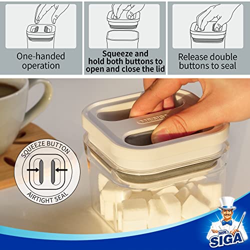 Mr.siga 4 Pack Airtight Food Storage Container Set, Bpa Free Kitchen Pantry Organization Canisters, One-Handed Airtight Cereal Snack Candy Storage Containers, 360Ml / 12.2Oz, Small, White #TOP2