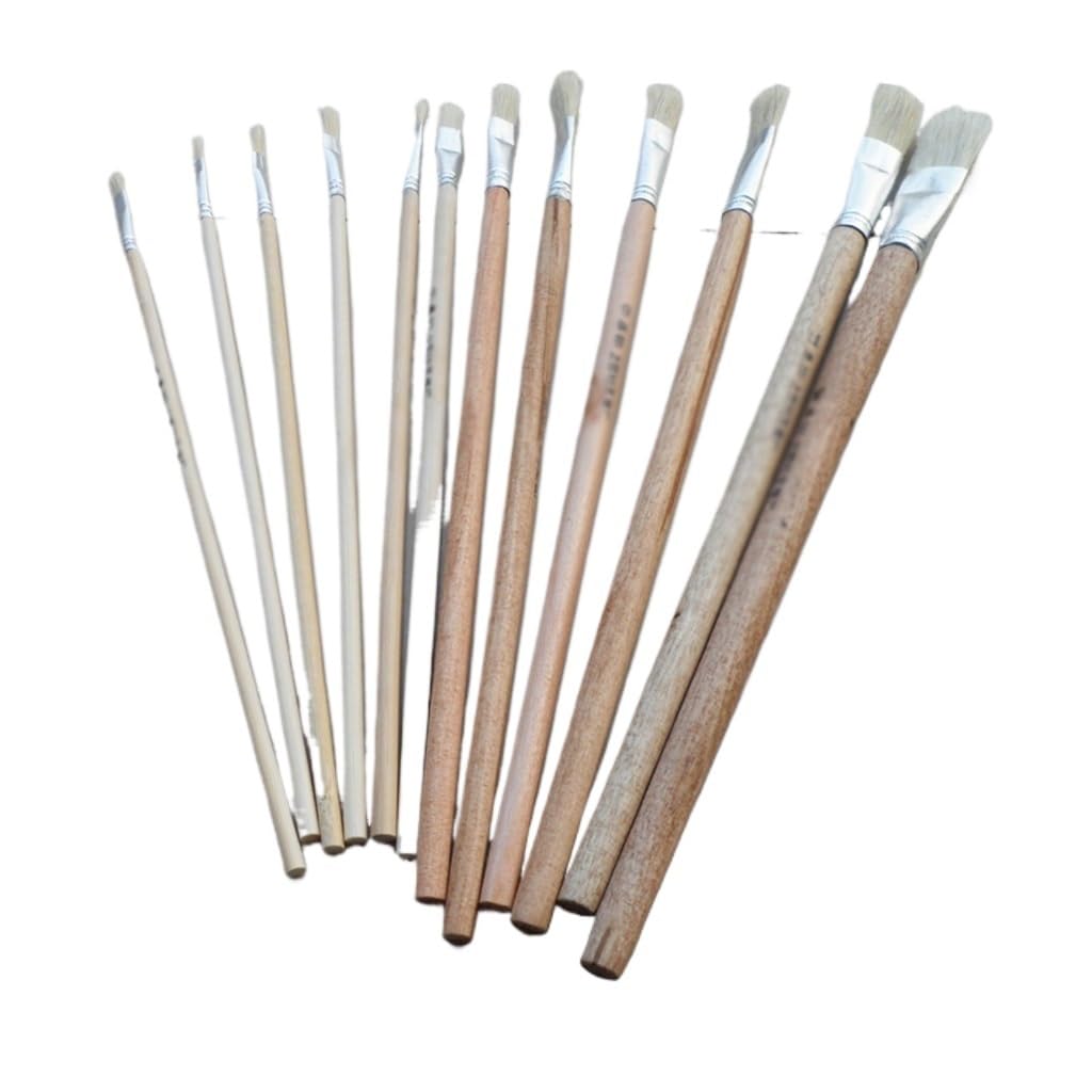 XBTGS White Pole Oil Paintbrush White Pole Line 1-12 Line Setole Oil Paintbrush Set, Log Color-As Show, Log Color-As Show-As Show
