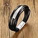 Deelfel Men's Bracelet Black Multi-Layered Leather Stainless Steel Simple Fashion Accessory