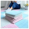 DSJBGSS Playmat 10 Pcs Plush Interlocking Foam Mat, 12x12inch Foam Puzzle Play Mats, Carpet Tiles Floor Padding for Exercise, Yoga, Playroom, Room Floor(Light Blue+Pink+White)